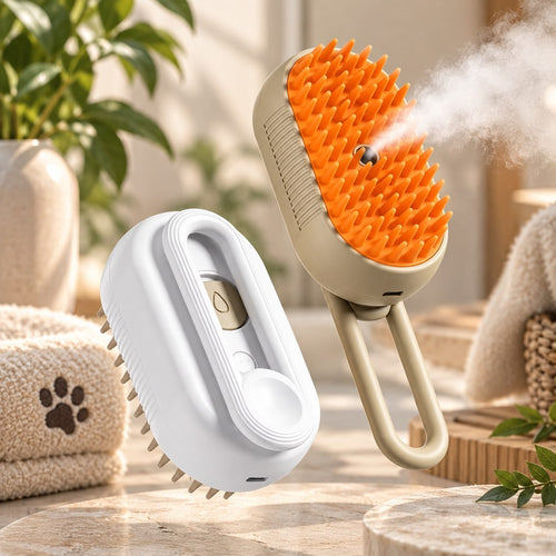 Brosse Vapeur 3-en-1 Truffe & Co en Blanc et Café avec brume fine