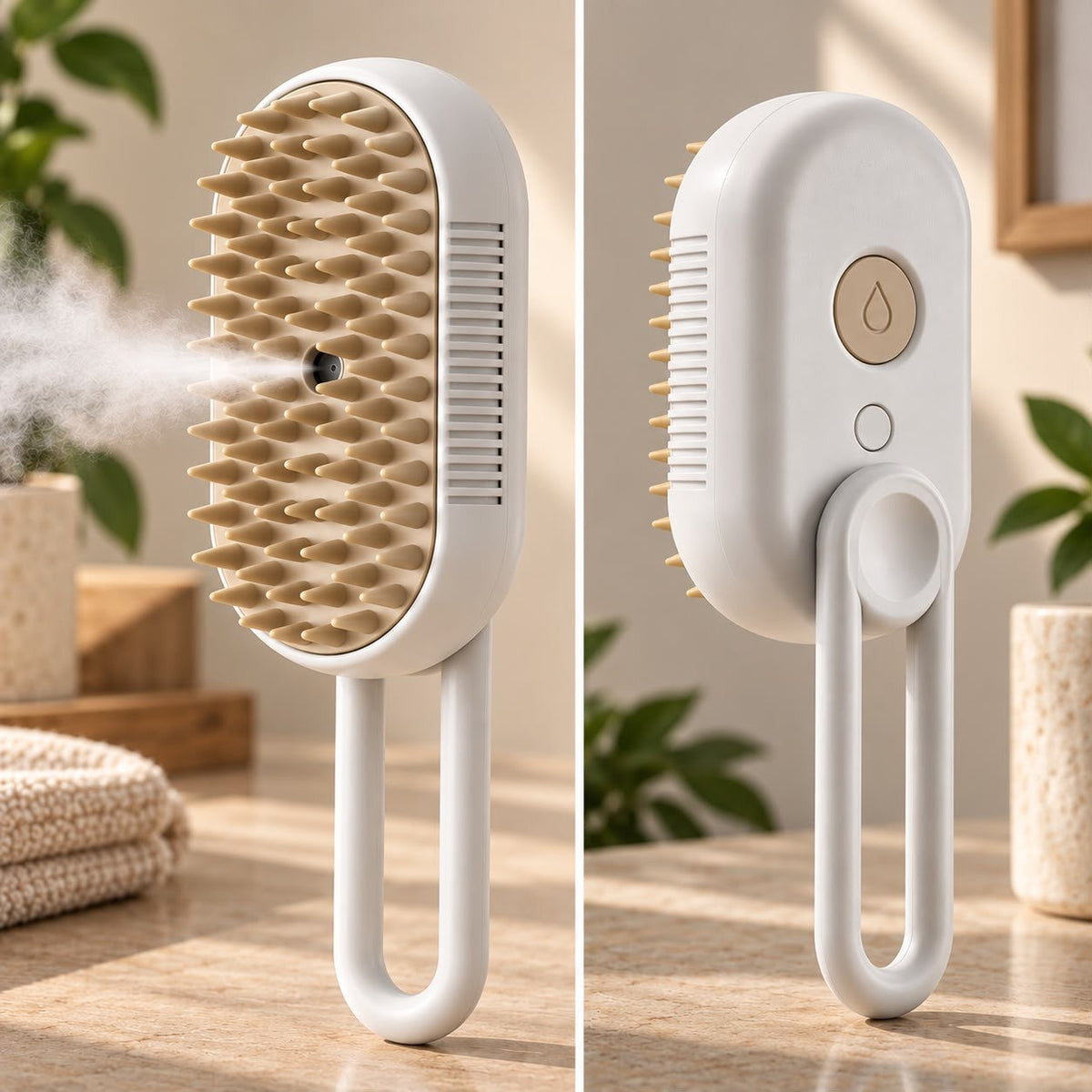 Brosse Vapeur 3-en-1 coloris Blanc, face et dos