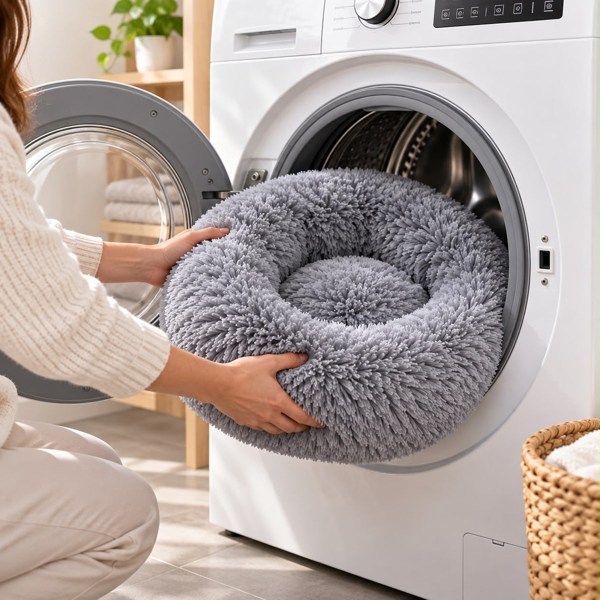 Calming bed for dogs and cats - with a dog