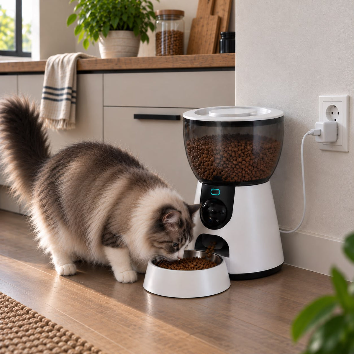 Chat qui mange devant la caméra distributeur Truffe & Co