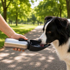 Gourde inox avec bol intégré anti-fuite pour chien - détail de la matière