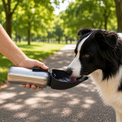 Gourde Inox Truffe & Co — Bol Intégré Anti-Fuite pour Chien