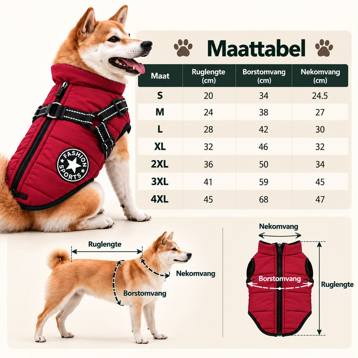 Maattabel: welke maat pootjesreiniger voor je hond
