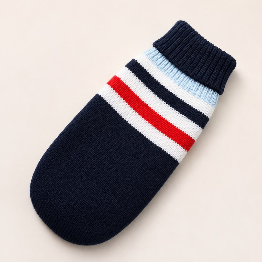 Pull pour chien – rayé bleu marine