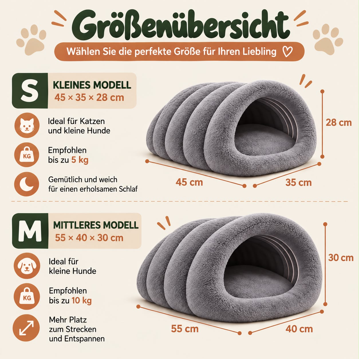 Grossenubersicht Iglu-Bett Truffe & Co