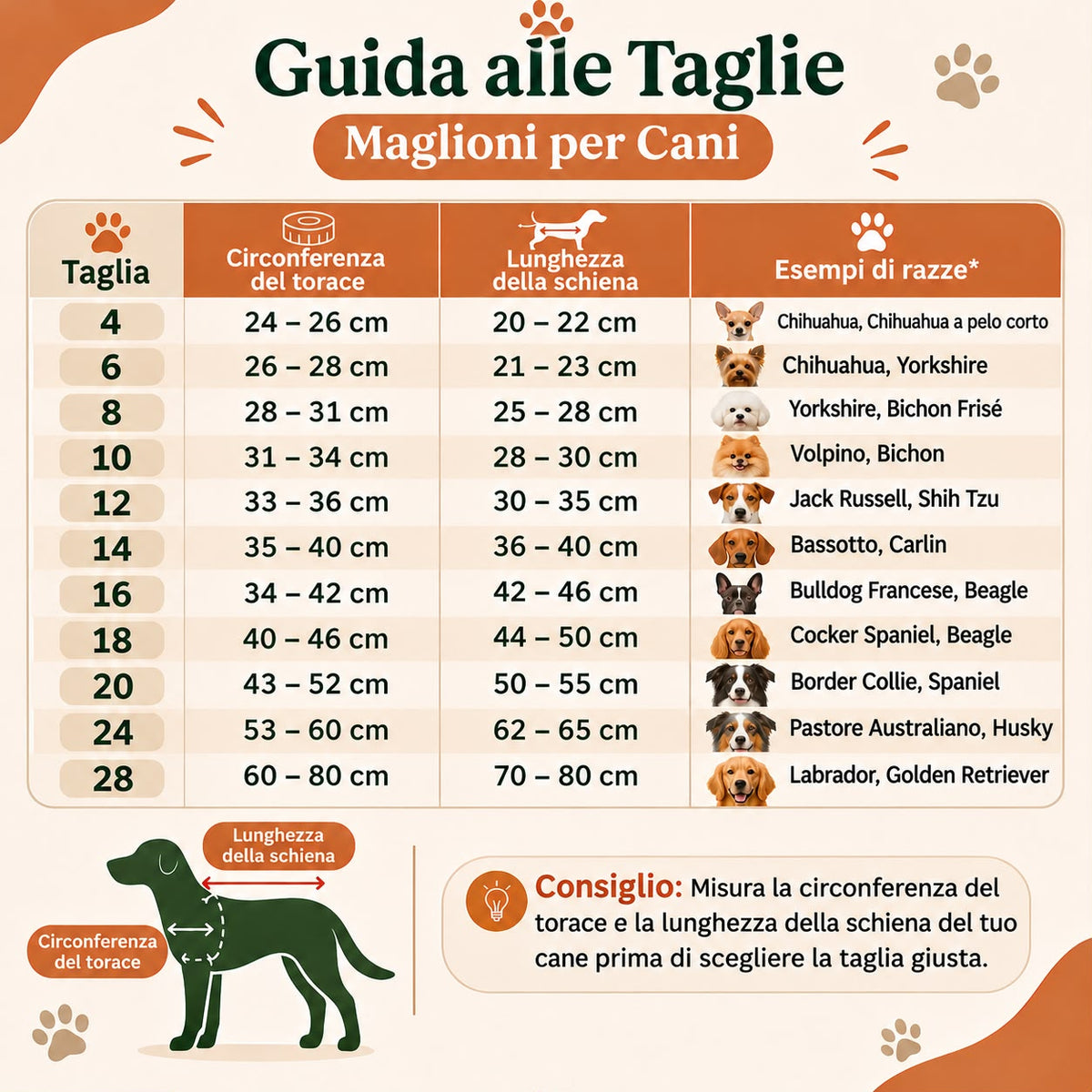 Guida alle taglie: maglione di Natale per cani