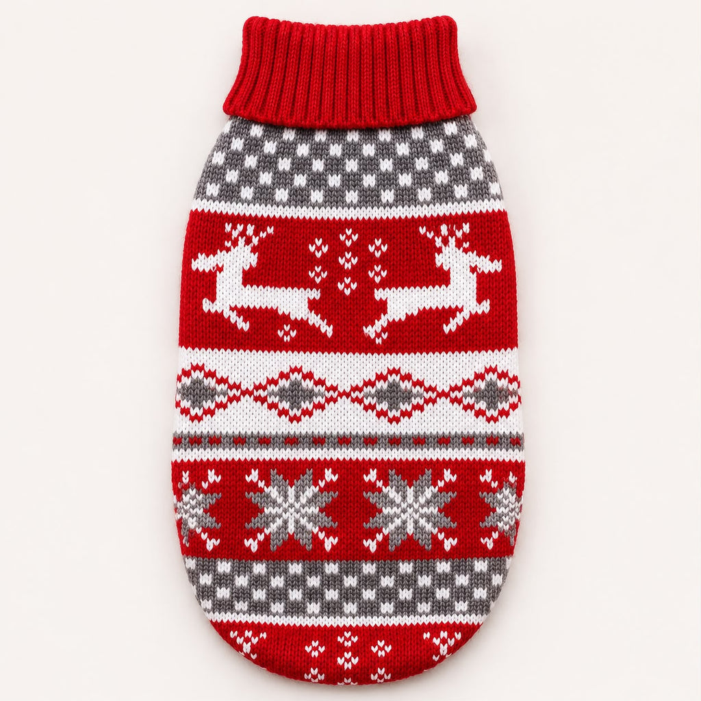 Pull de Noël pour chien – renne nordique rouge