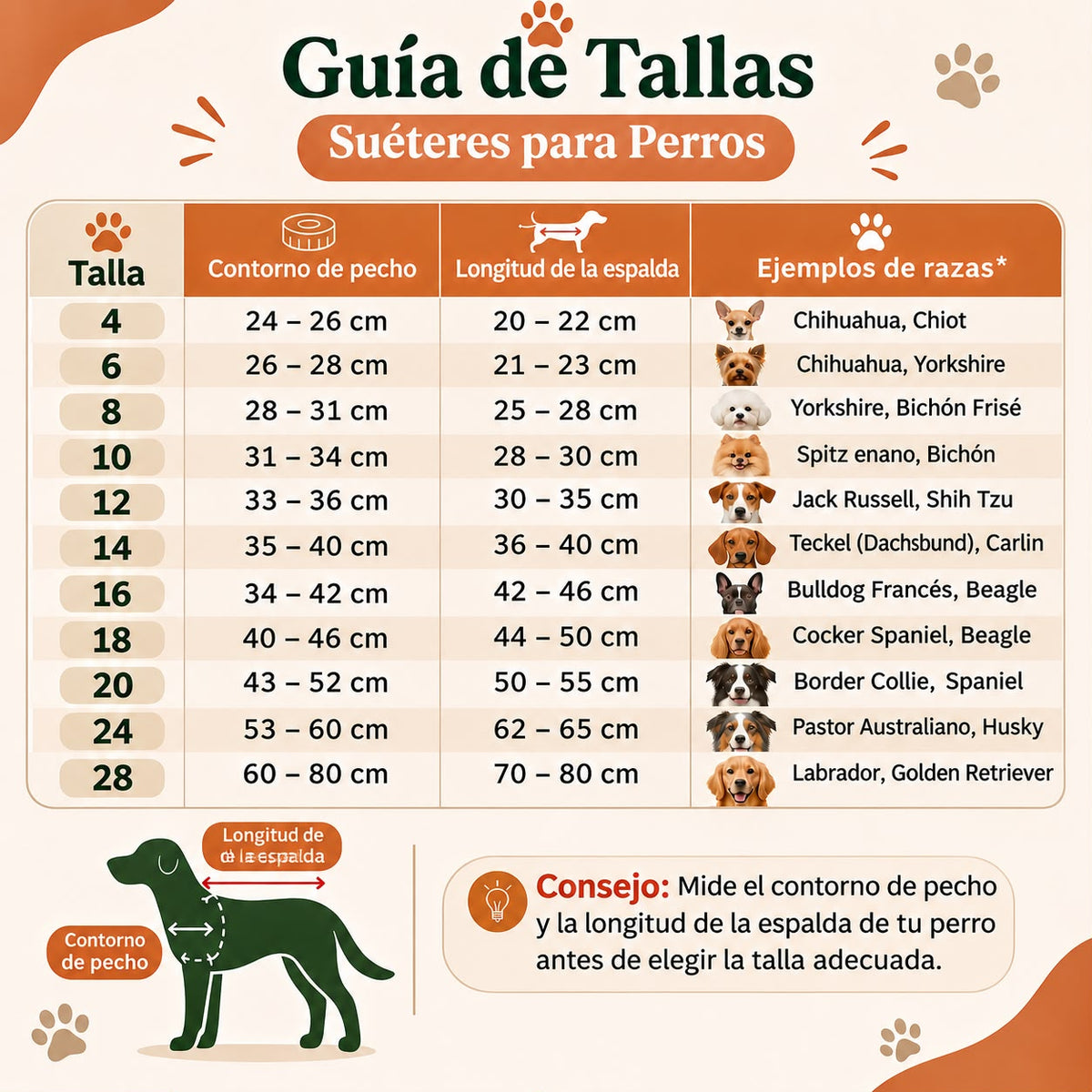 Guía de tallas: jersey de Navidad para perros