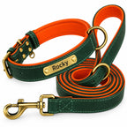 Set collare e guinzaglio in pelle verde Truffe & Co