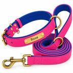 Set collare e guinzaglio in pelle rosa Truffe & Co
