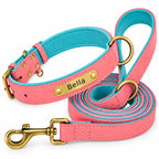 Set collare e guinzaglio in pelle rosa chiaro Truffe & Co