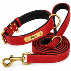 Set collare e guinzaglio in pelle rossa Truffe & Co