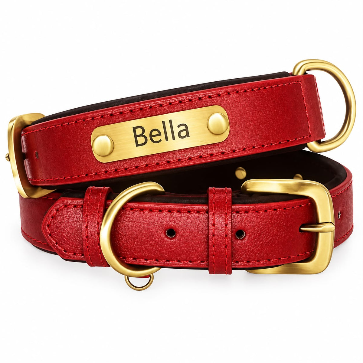 Collier en cuir rouge personnalise Truffe & Co