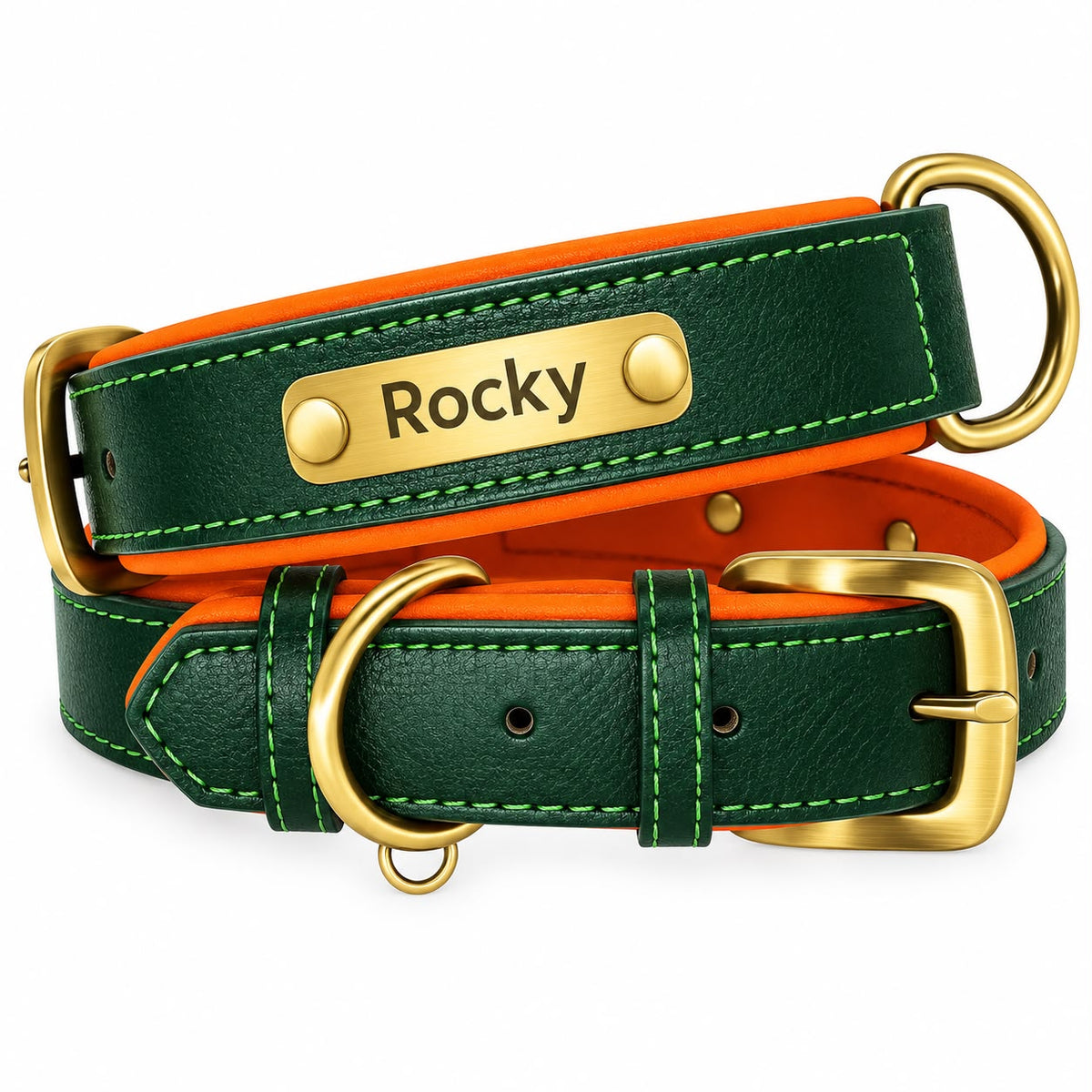 Collier en cuir vert personnalise Truffe & Co