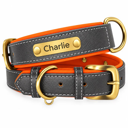 Collier en cuir gris personnalise Truffe & Co